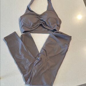 Taupe Sports Bra and Scrunch Leggings Set